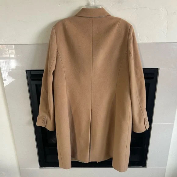 J.Crew Cashmere Wool Women’s Winter Pea Coat 16 beige Classic Longline Y2K - Picture 3 of 15